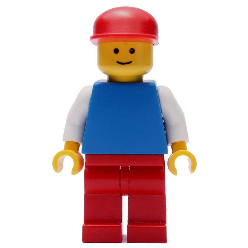 Homme, torse bleu, jambes rouges, casquette rouge (3626b tête) (Man, Blue Torso, Red Legs, Red Cap (3626b Head))