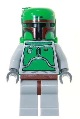 Boba Fett, casque et jetpack avec des reflets rouge foncé, armure gris bleuté clair (Boba Fett, Helmet and Jetpack with Dark Red Highlights, Light Bluish Gray Armor)