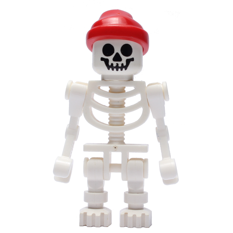 Squelette, visage standard, chapeau de bandana rouge, bras mécaniques pliés (Skeleton, Standard Face, Red Bandana Hat, Bent Mechanical Arms)