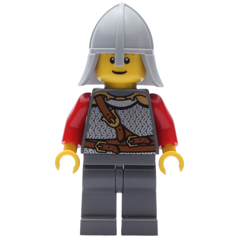 Chevalier, armure avec sangles, casque gris bleuté clair, sourcils brun rougeâtre (Knight, Armor with Straps, Light Bluish Gray Helmet, Reddish Brown Eyebrows)