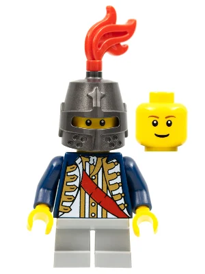 Garçon, manteau avec ceinture rouge, casque avec plume rouge, sourcils brun rougeâtre (Boy, Coat with Red Sash, Helmet with Red Feather, Reddish Brown Eyebrows)