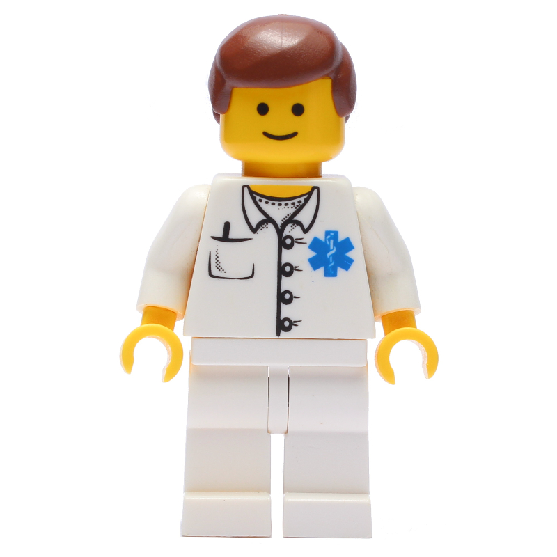 Médecin, chemise blanche avec le logo d'étoile de la vie, cheveux brun rougeâtre (Doctor, White Shirt with Star of Life Logo, Reddish Brown Hair)