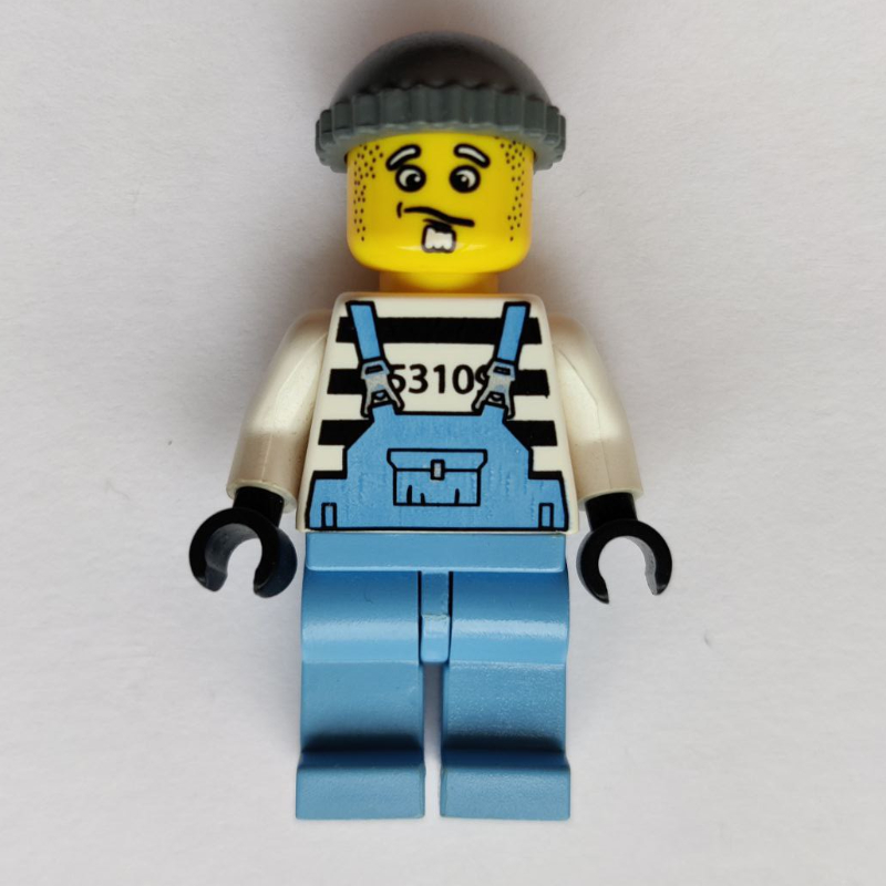 Criminel, salopette bleu moyen sur la chemise de la prison (Criminal, Medium Blue Overalls over Prison Shirt)