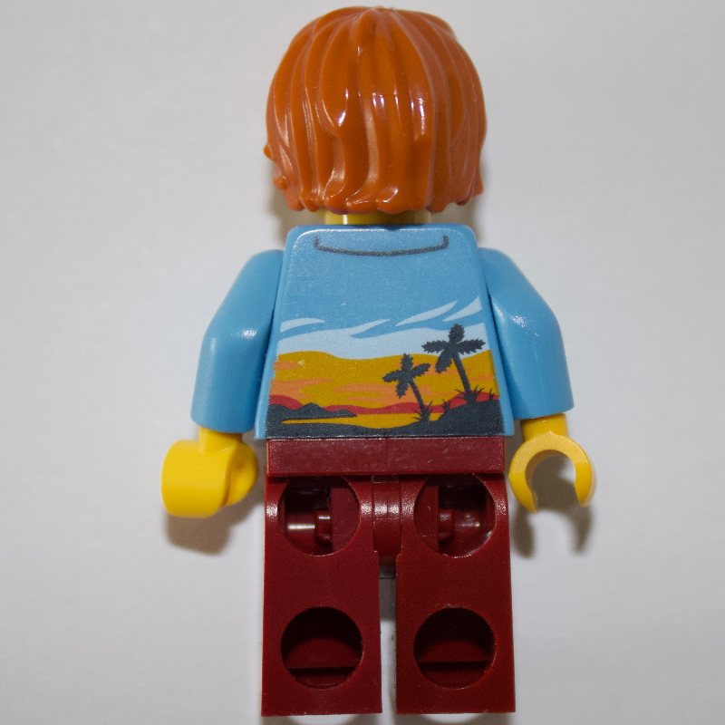 Torse bleu moyen, jambes rouge foncé, cheveux orange foncé (Medium Blue Torso, Dark Red Legs, Dark Orange Hair)