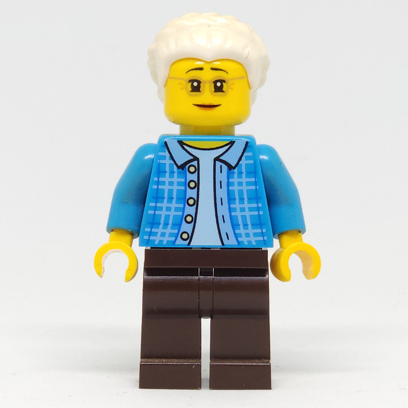 Torse azur foncé, jambes brun foncé, cheveux blancs (Dark Azure Torso, Dark Brown Legs, White Hair)