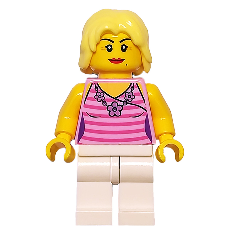 Torse rose vif, jambes blanches, cheveux jaune clair lumineux (Bright Pink Torso, White Legs, Bright Light Yellow Hair)