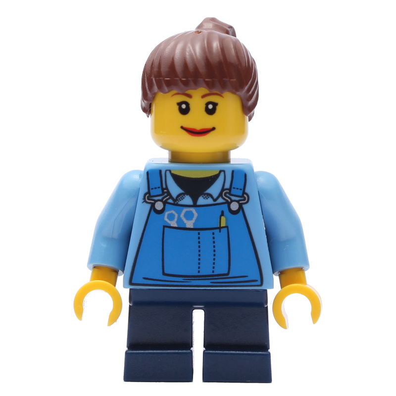 Enfant - torse bleu moyen, jambes bleu foncé, cheveux brun rougeâtre (Kid - Medium Blue Torso, Dark Blue Legs, Reddish Brown Hair)