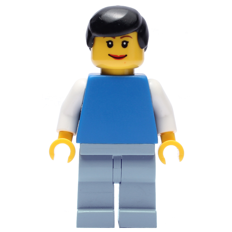 Torse bleu, jambes bleu sable, cheveux noirs (Blue Torso, Sand Blue Legs, Black Hair)