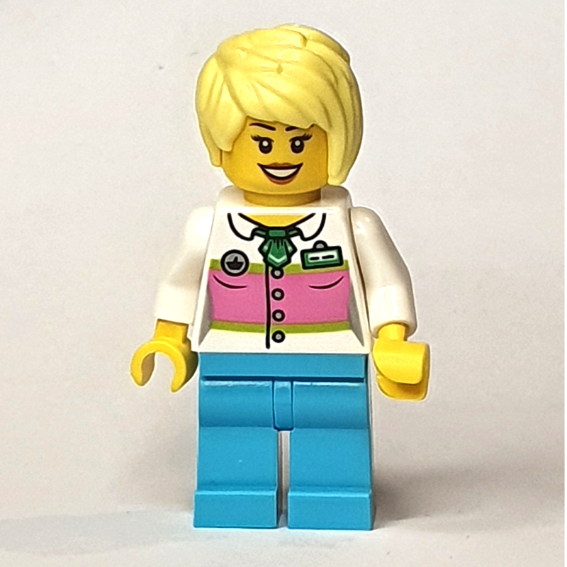 Torse blanc, jambes azur moyen, cheveux beiges (White Torso, Medium Azure Legs, Tan Hair)