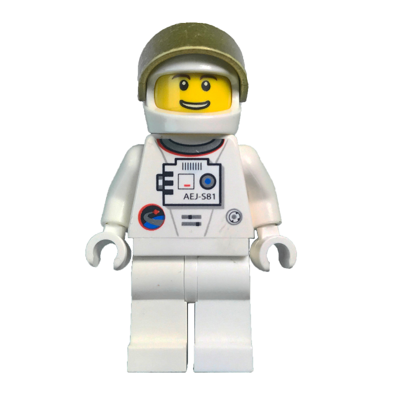 Astronaute - torse et jambes blancs, visière dorée, homme, sourire (Astronaut - White Torso and Legs, Gold Visor, Male, Smile)