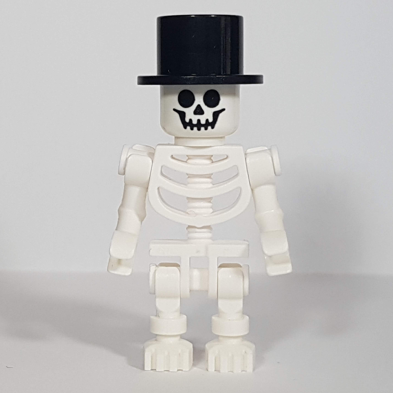 Squelette, visage standard, chapeau haut de forme, bras pliés (Skeleton, Standard Face, Top Hat, Bent Arms)