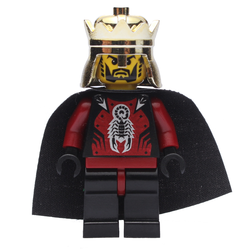 Roi, armure rouge foncé, cape noire, couronne d'or (King, Dark Red Armor, Black Cape, Gold Crown)
