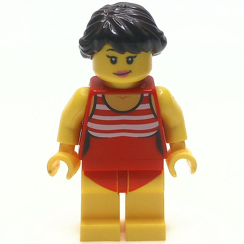 Maillot de bain rouge, cheveux brun foncé (Red Bathing Suit, Dark Brown Hair)