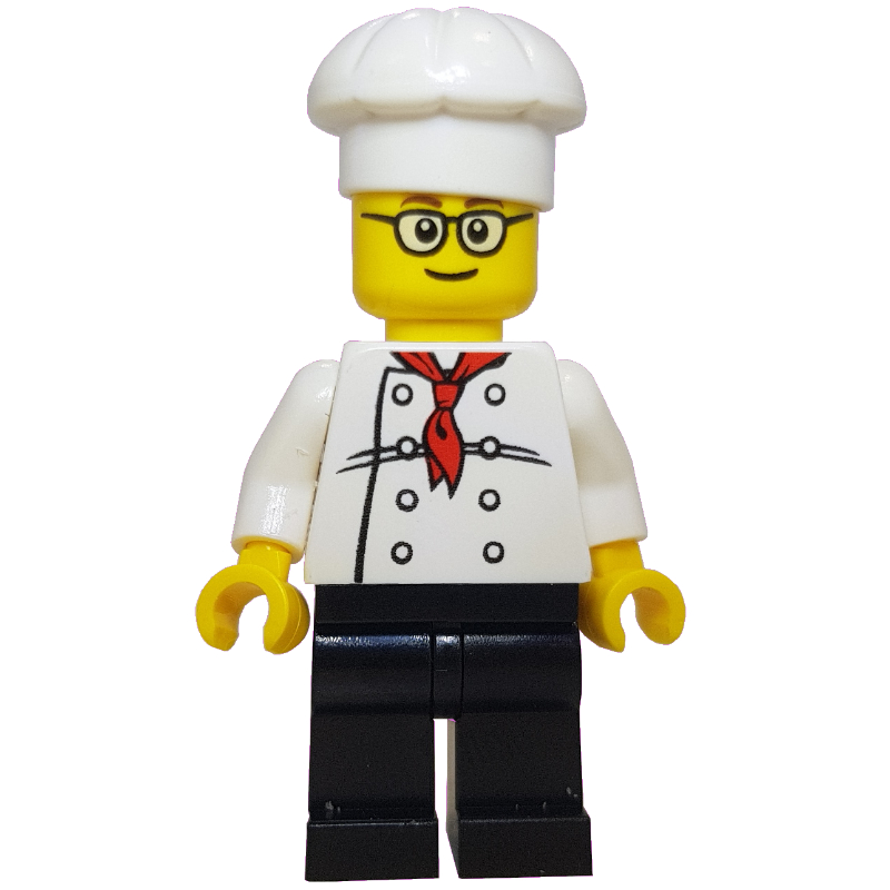 Cuisinier, foulard rouge, jambes noires, lunettes (Chef, Red Neckerchief, Black Legs, Glasses)