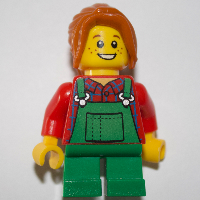 Enfant - torse rouge, jambes vertes, orange foncé (Kid - Red Torso, Green Legs, Dark Orange)