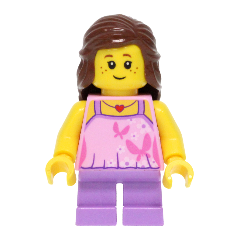 Kid - torse rose vif, jambes lavande moyen, cheveux brun rougeâtre (Kid - Bright Pink Torso, Medium Lavender Legs, Reddish Brown Hair)