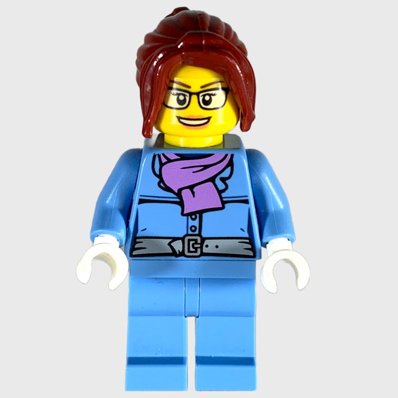 Torse bleu moyen, jambes bleu moyen, cheveux rouge foncé (Medium Blue Torso, Medium Blue Legs, Dark Red Hair)
