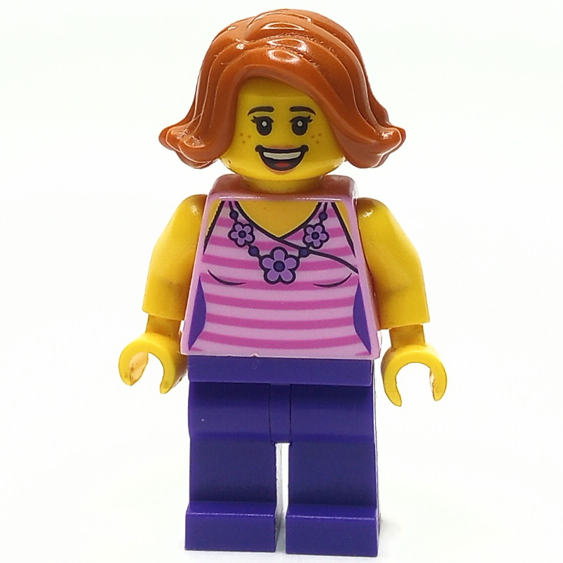 Torse rose vif, jambes violet foncé, cheveux orange foncé (Bright Pink Torso, Dark Purple Legs, Dark Orange Hair)