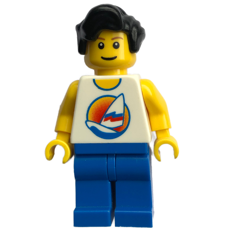 Torse blanc, jambes bleues, cheveux noirs (White Torso, Blue Legs, Black Hair)