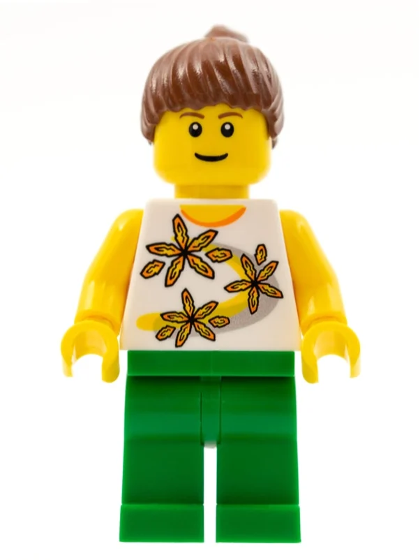 Torse blanc, jambes vertes, cheveux brun rougeâtre, femme (White Torso, Green Legs, Reddish Brown Hair, Female)