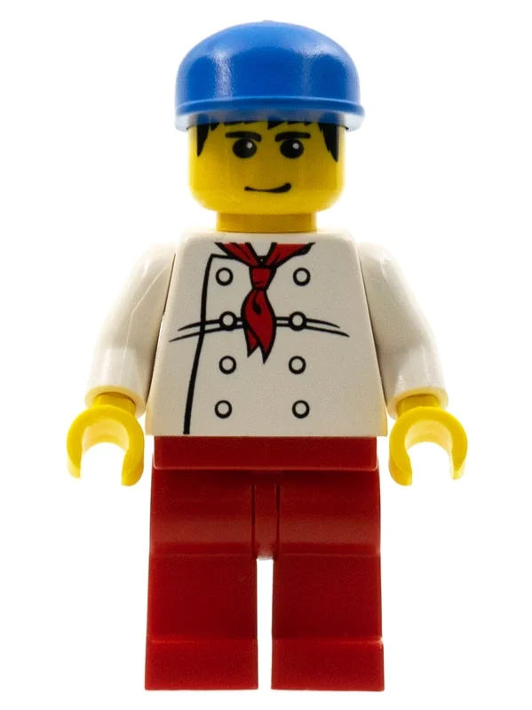 Chef - torse blanc, jambes rouges, casquette bleue (Chef - White Torso, Red Legs, BLue Cap)