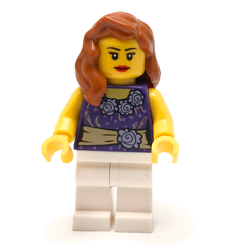 Torse pourpre foncé, jambes blanches, cheveux orange foncé (Dark Purple Torso, White Legs, Dark Orange Hair)