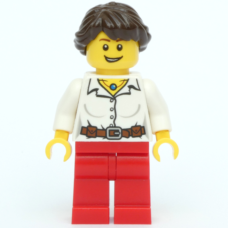 Torse blanc, jambes rouges, cheveux brun foncé (White Torso, Red Legs, Dark Brown Hair)