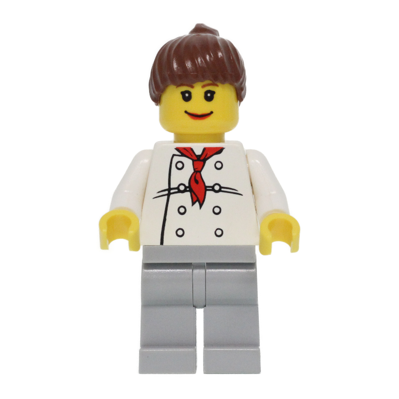 Cuisinière, foulard rouge, jambes gris bleuté clair, cheveux brun rougeâtre, 3626bpr0043 tête (Chef, Woman, Red Neckerchief, Light Bluish Gray Legs, Reddish Brown Hair, 3626bpr0043 Head)