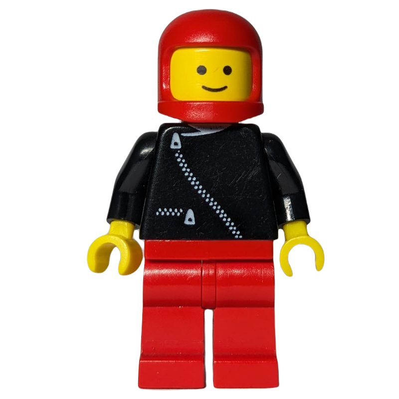 Torse noir, jambes rouges, casque rouge (Black Torso, Red Legs, Red Helmet)