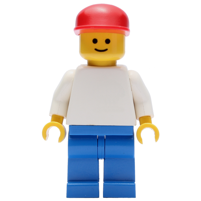 Torse blanc, jambes bleues, casquette rouge (tête 3626a) (White Torso, Blue Legs, Red Cap (3626a Head))