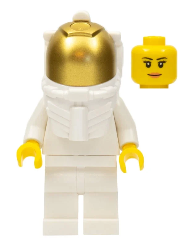 Astronaute - torse et jambes blancs, uni, visière dorée, femelle (Astronaut - White Torso and Legs, Plain, Gold Visor, Female)