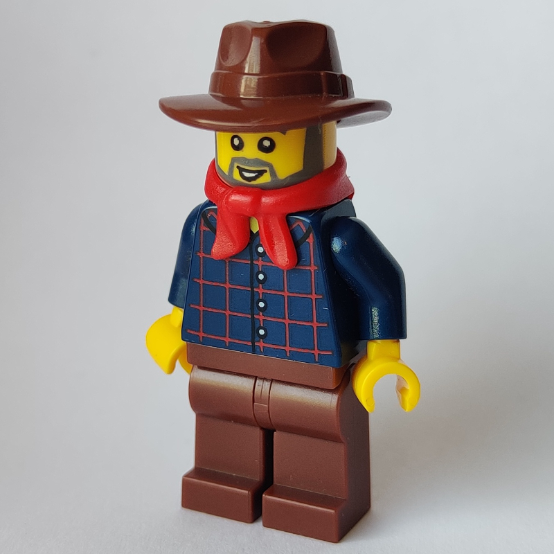 Torse bleu foncé, jambes brun rougeâtre, chapeau brun rougeâtre (Dark Blue Torso, Reddish Brown Legs, Reddish Brown Hat)
