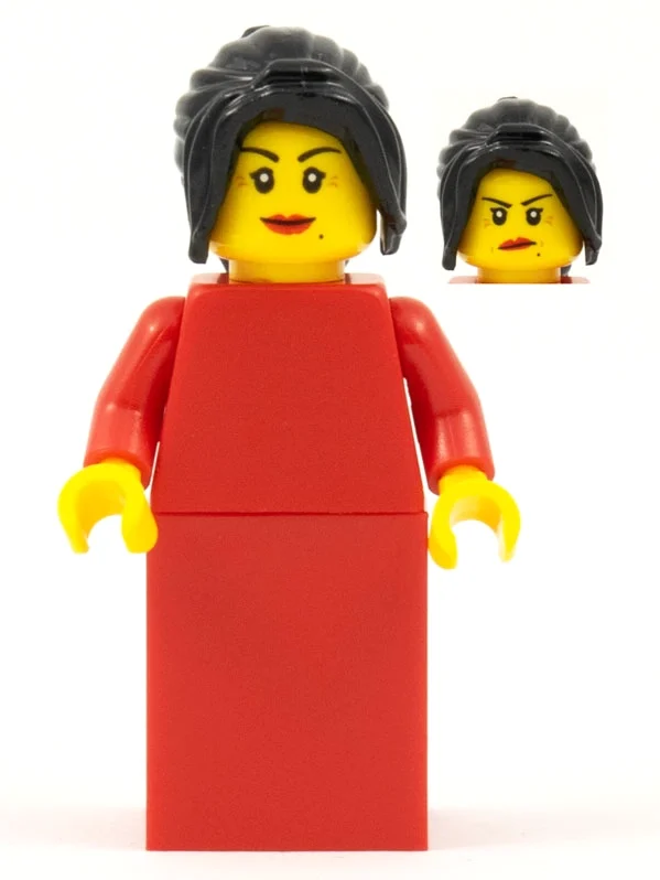 Torse rouge, pente rouge pour robe, cheveux noirs (Red Torso, Red Slope for Dress, Black Hair)