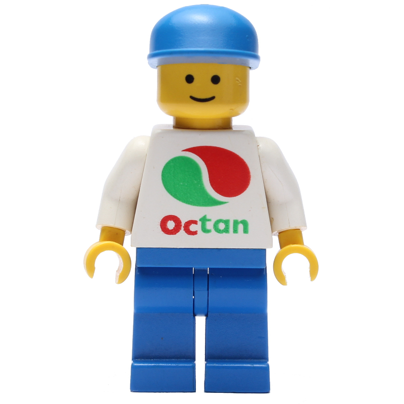 Octan torse blanc, jambes bleues, casquette bleue (White Torso Octan, Blue Legs, Blue Cap)
