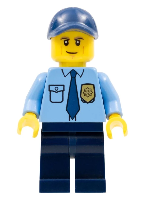 Police - torse bleu moyen, jambes bleu foncé, casquette bleu foncé (Police - Medium Blue Torso, Dark Blue Legs, Dark Blue Cap)