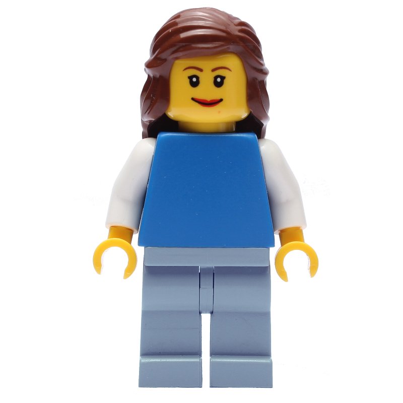 Torse bleu, jambes bleu sable, cheveux brun rougeâtre (Blue Torso, Sand Blue Legs, Reddish Brown Hair)