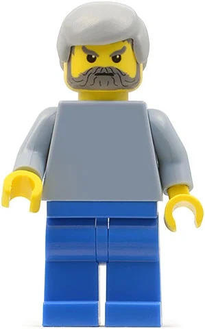 Torse bleu sable, jambes bleues, cheveux gris bleuté clair (Sand Blue Torso, Blue Legs, Light Bluish grey Hair)