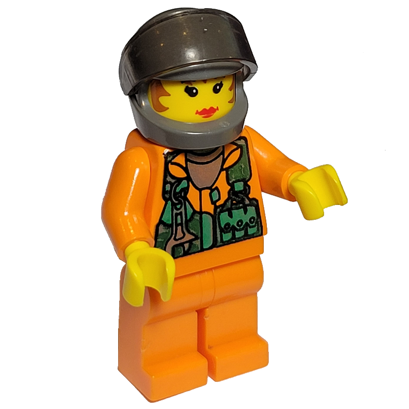Astronaute - torse et jambes orange, visière tans-noir, femme (Astronaut - Orange Torso and Legs, Tans-Black Visor, Female)