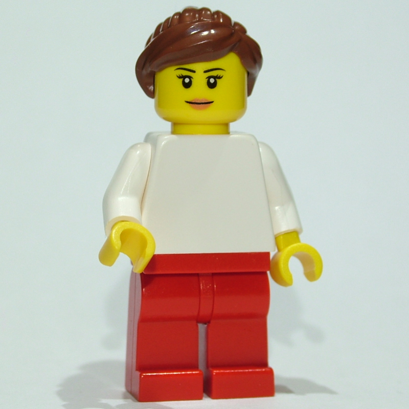 Torse blanc, jambes rouges, cheveux brun foncé (White Torso, Red Legs, Dark Brown Hair)