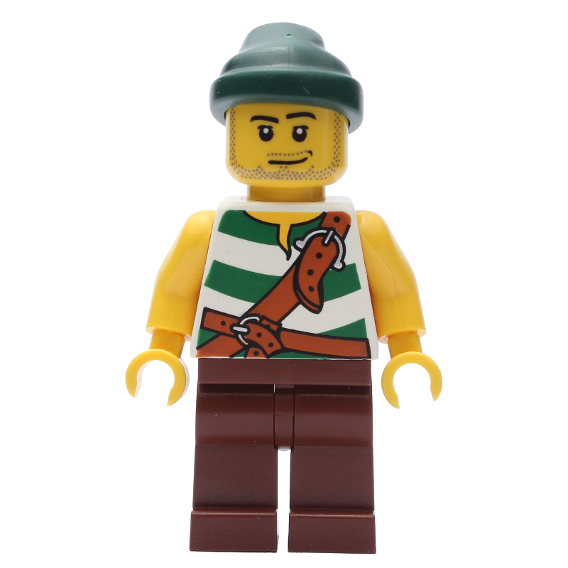 Pirate - gilet blanc/vert, jambes brun rougeâtre, bandana vert foncé (Pirate - White/Green Vest, Reddish Brown Legs, Dark Green Bandana)