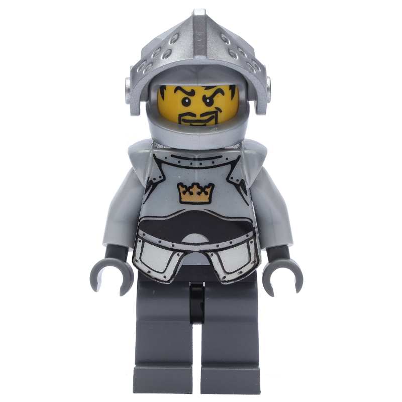 Chevalier - symbole de la couronne, pectoral gris perle, jambes gris bleuté foncé (Knight - Crown Symbol, Pearl Grey Breastplate, Dark Bluish Grey legs)