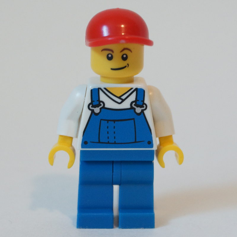 Torse blanc, salopette bleue, casquette rouge, mâle (3626b tête) (White Torso, Blue Overall, Red Cap, Male (3626b Head))