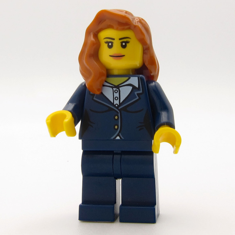 Femme, costume bleu foncé, cheveux orange foncé (Woman, Dark Blue Suit, Dark Orange Hair)