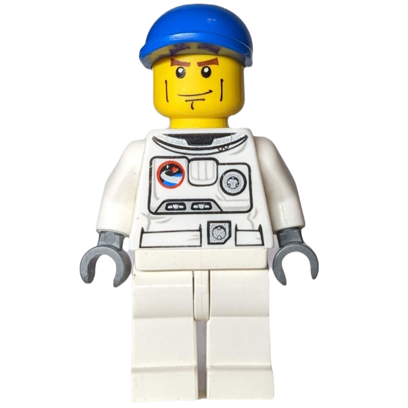 Astronaute, blanc, casquette bleue, lignes de joue (Astronaut, White, Blue Cap, Cheek Lines)