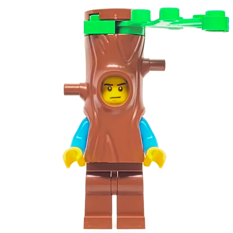 Homme, gilet beige foncé, costume d'arbre avec branche (Man, Dark Tan Vest, Tree Costume with Branch)