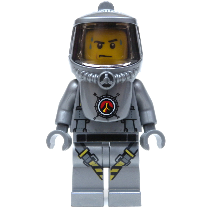 Volcan explorateur, homme, costume plat argent hazmat (Volcano Explorer, Man, Flat Silver Hazmat Suit)