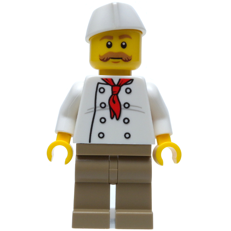 Chef, foulard rouge, jambes beige foncées, chapeau de boucher (Chef, Red Neckerchief, Dark Tan Legs, Butchers Hat)