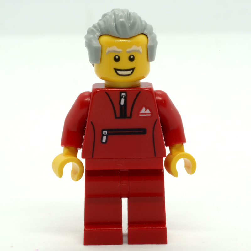 Homme, costume de jogging rouge, cheveux gris bleuté clair (Man, Red Jogging Suit, Light Bluish Gray Hair)