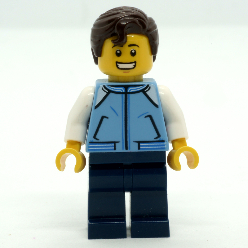 Homme, veste bleu moyen, jambes bleu foncé, cheveux brun foncé (Man, Medium Blue Jacket, Dark Blue Legs, Dark Brown Hair)