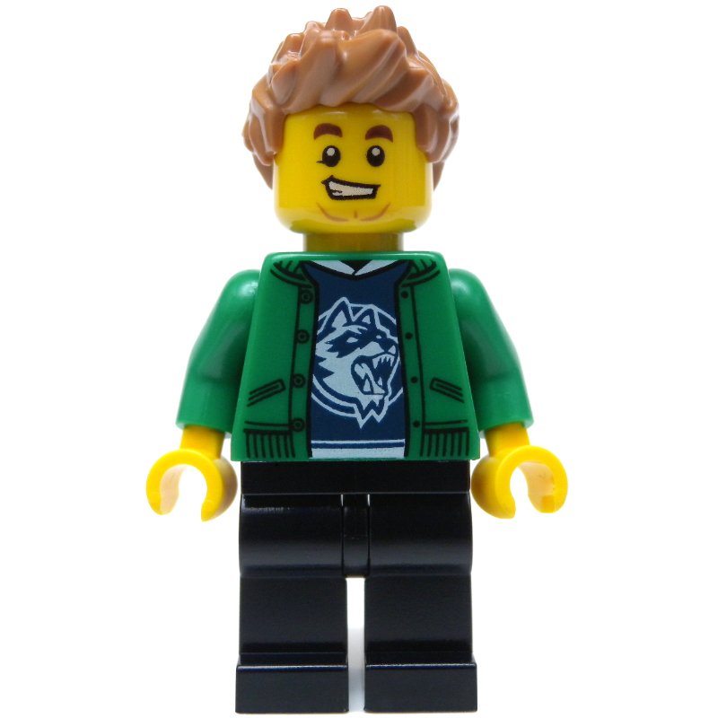 Homme, veste verte ouverte, jambes noires, cheveux nougat moyen (Man, Open Green Jacket, Black Legs, Medium Nougat Hair)